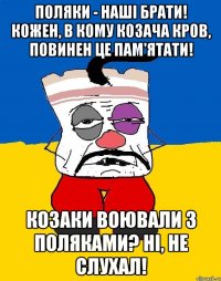 Поляки - наші брати! Кожен, в кому козача кров, повинен це пам'ятати! Козаки воювали з поляками? Ні, не слухал!