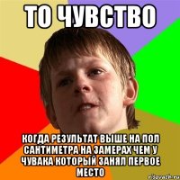 то чувство когда результат выше на пол сантиметра на замерах чем у чувака который занял первое место