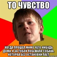 То чувство Когда прошел мимо чего-нибудь дома, и за тобой побежала собака, которая без остановки лает