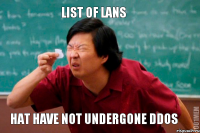 List of LANs hat have not undergone DDoS