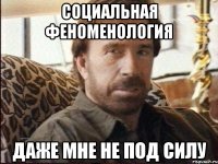 социальная феноменология даже мне не под силу