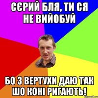 Сєрий бля, ти ся не вийобуй бо з вертухи даю так шо коні ригають!