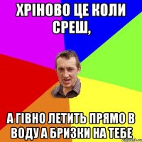 Хріново це коли среш, а гівно летить прямо в воду а бризки на тебе