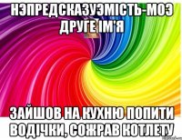 Нэпредсказуэмiсть-моэ друге iм'я Зайшов на кухню попити водiчки, сожрав котлету