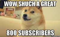 wow shuch a great 800 subscribers