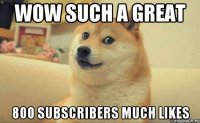 wow such a great 800 subscribers much likes