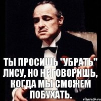 Ты просишь "убрать" лису, но не говоришь, когда мы сможем побухать.