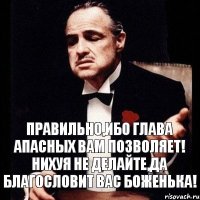 Правильно,ибо глава АПАСНЫХ вам позволяет! Нихуя не делайте,да благословит вас Боженька!