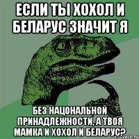 Если ты хохол и беларус значит я без нацональной принадлежности, а твоя мамка и хохол и беларус?