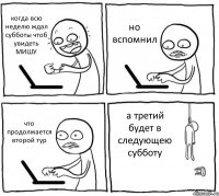 когда всю неделю ждал субботы чтоб увидеть МИШУ но вспомнил что продолжается второй тур а третий будет в следующею субботу