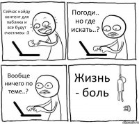 Сейчас найду контент для паблика и все будут счастливы :3 Погоди.. но где искать..? Вообще ничего по теме..? Жизнь - боль