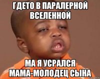 гдето в паралерной вселенной ма я усрался Мама-молодец сына