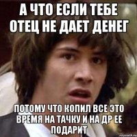 А что если тебе отец не дает денег потому что копил все это время на тачку и на др ее подарит