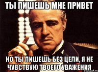 ты пишешь мне привет но ты пишешь без цели, я не чувствую твоего уважения