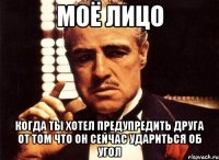 моё лицо когда ты хотел предупредить друга от том что он сейчас удариться об угол