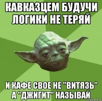 Кавказцем будучи логики не теряй и кафе свое не "витязь" а "джигит" называй