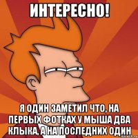 Интересно! я один заметил что, на первых фотках у мыша два клыка, а на последних один