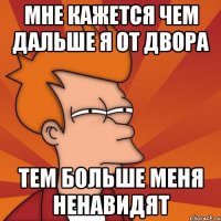 Мне кажется чем дальше я от двора тем больше меня ненавидят