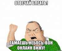 ОТВЕЧАЙ БЛЕАТЬ! ГАМАЕШЬ НЕБОСЬ, ВОН ОНЛАЙН ВИЖУ!