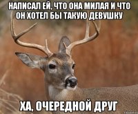 Написал ей, что она милая и что он хотел бы такую девушку Ха, очередной друг