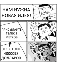 НАМ НУЖНА НОВАЯ ИДЕЯ! ПРИСЫЛАЙТЕ ТЕЛЕК 5 МЕТРОВ ЭТО СТОИТ 4000098 ДОЛЛАРОВ