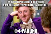 НУ ДАВАЙ,РАССКАЖИ КАК У ВАС ПУГОВИЦЫ НА ГЕТРАХ ГОТОВЫ К ВОЙНЕ, ©Франция