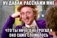 НУ ДАВАЙ, РАССКАЖИ МНЕ ЧТО ТЫ НИЧЕГО НЕ ТРОГАЛ И ОНО САМО СЛОМАЛОСЬ