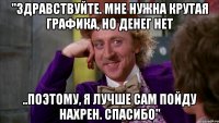 "Здравствуйте. Мне нужна крутая графика, но денег нет ..поэтому, я лучше сам пойду нахрен. Спасибо"