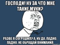 Господи! Ну за что мне такие муки? Разве я согрешил? А, ну да, ладно, ладно, не обращай внимания