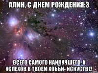 Алин, с Днем Рождения:3 Всего самого наилучшего, и успехов в твоем хобби- искустве!