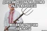 Дорогий регіоналик, коли в раду ти крокуєш Мої вила трішечки хвилюєш