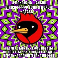 я похож на َAngru birds?????? если я похож ставь + не смей ставить - я хоть не у тебя но могу тебя убить когда ты будеш играть на планшете или телефоне