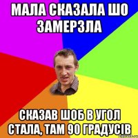 мала сказала шо замерзла сказав шоб в угол стала, там 90 градусів