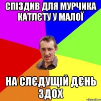 спіздив для Мурчика катлєту у малої на слєдущій дєнь здох