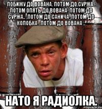 побижу до вована. потом до суржа.. потом опять до вована .потом до суржа.. .потом до санича .потом до колобка ..потом до вована .. нато я радиолка.