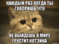 Каждый раз когда ты говлришь что Не выйдешь в мире грустит котэйка