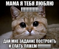 МАМА Я ТЕБЯ ЛЮБЛЮ !!!!!!!!!!!! ДАЙ МНЕ ЗАДАНИЕ ПОСТРОИТЬ И СПАТЬ ЛЯЖЕМ !!!!!!!!!!!