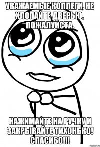 Уважаемые коллеги, не хлопайте дверью, пожалуйста. Нажимайте на ручку и закрывайте тихонько! СПАСИБО!!!