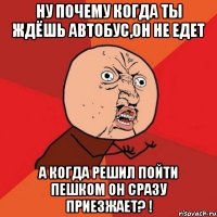 Ну почему когда ты ждёшь автобус,он не едет А когда решил пойти пешком он сразу приезжает? !