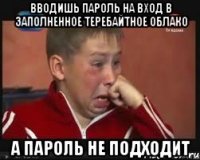 Вводишь пароль на вход в заполненное теребайтное облако а пароль не подходит