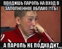 Вводишь пароль на вход в заполненное облако (1ТБ) а пароль не подходит