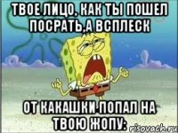 Твое лицо, как ты пошел посрать,а всплеск от какашки попал на твою жопу: