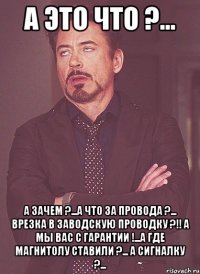 А это что ?... А зачем ?...А что за провода ?... Врезка в заводскую проводку ?!! А мы вас с гарантии !...А где магнитолу ставили ?... А сигналку ?...