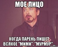 Мое лицо Когда парень пишет всякое "мими", "мурмур"...