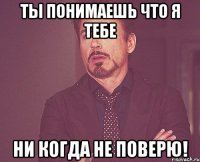 ты понимаешь что я тебе ни когда не поверю!