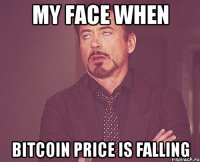 My face when Bitcoin price is falling