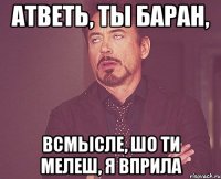 Атветь, ты баран, Всмысле, шо ти мелеш, я вприла