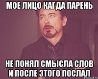 Мое лицо кагда парень не понял смысла слов и после этого послал