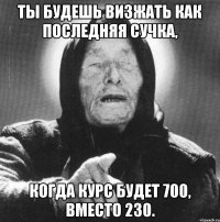 Ты будешь визжать как последняя сучка, когда курс будет 700, вместо 230.