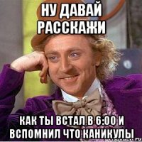 ну давай расскажи как ты встал в 6:00 и вспомнил что каникулы